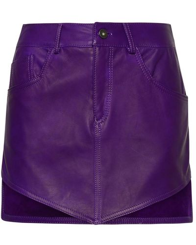 Salvatore Santoro Purple Leather Miniskirt