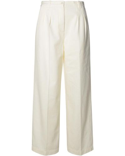 A.P.C. White Cotton Trousers
