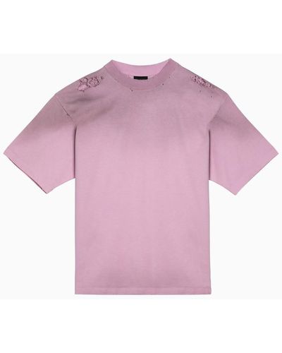 Balenciaga Light T-Shirt With Logo And Wears - Purple