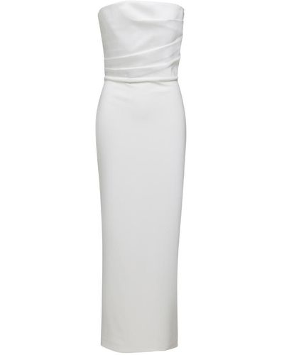 Solace London Draped Maxi Dress With - White