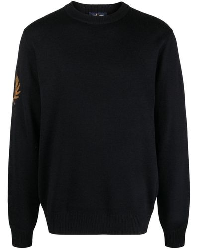 Fred Perry Logo Wool Blend Sweater - Black