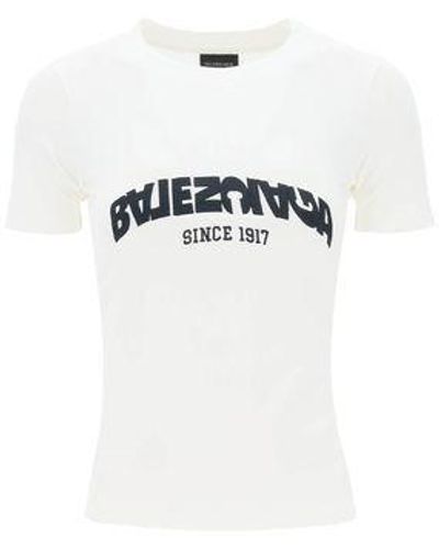 Balenciaga Logo Flip Printed Crewneck T Shirt. - White