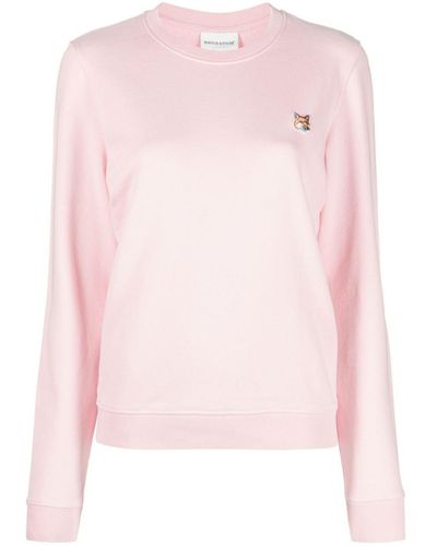 Maison Kitsuné Logo-appliqué Cotton Sweatshirt - Pink