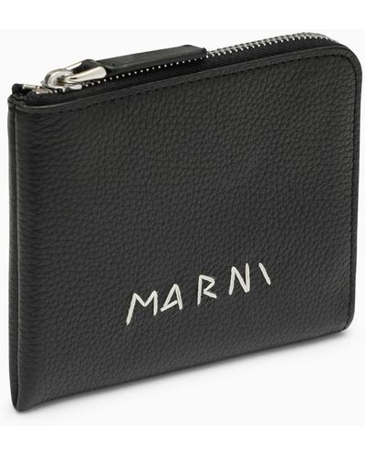 Marni Zipped Wallet With Logo - Black