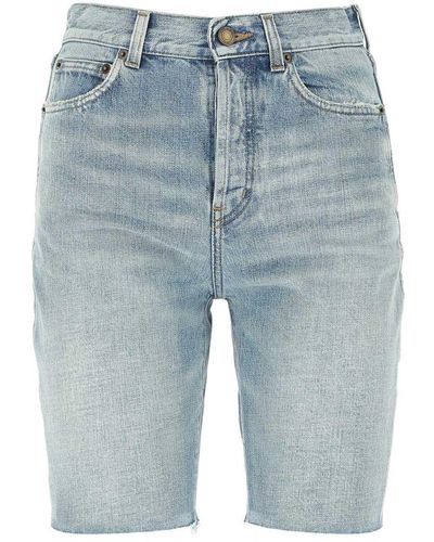 Saint Laurent High-waist Denim Shorts - Blue