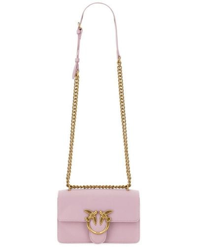 Pinko Mini Love One Chain-linked Shoulder Bag - Pink