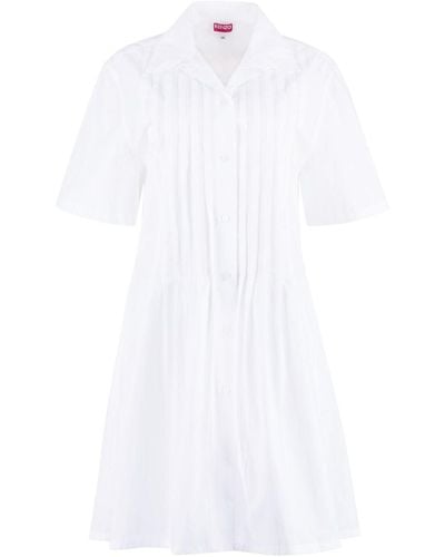 KENZO Pleated Chemise Dress - White