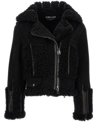 Tom Ford Suede Shearling Jacket Casual Jackets - Black