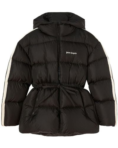 Palm Angels Logo Striped Quilted Shell Jacket - Black