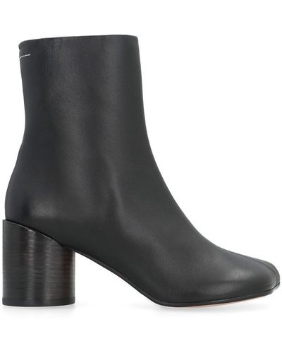 MM6 by Maison Martin Margiela Anatomic Leather Ankle Boots - Black