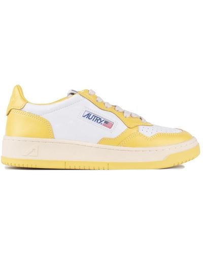 Autry Two-tone Yellow And White Leather Sneakers