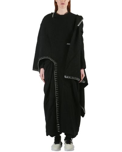 Yohji Yamamoto Stitching Embellished Long Coat - Black