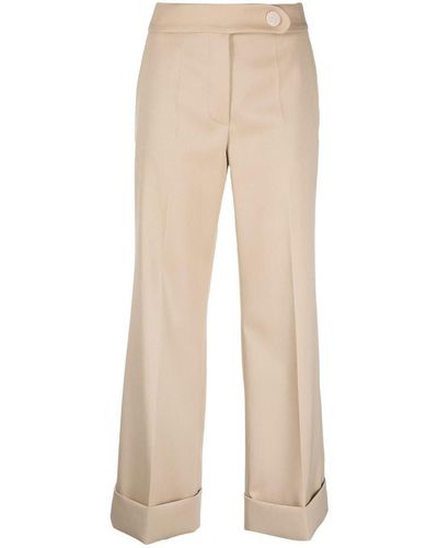 Lanvin Mid-rise Cropped Wool Trousers - Natural