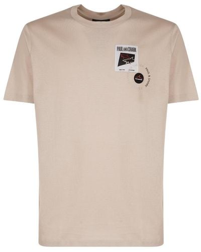 Paul & Shark Logo Patch T-shirt Clothing - Natural