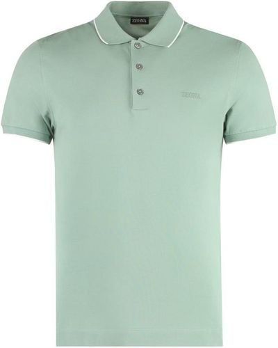 Zegna Short Sleeve Cotton Polo Shirt - Green