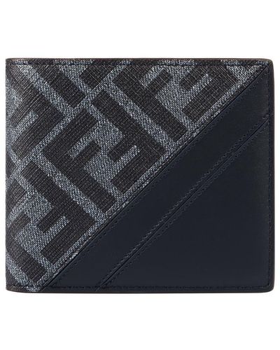 Fendi Diagonal Bi-Fold Wallet - Grey