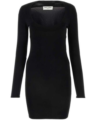 Saint Laurent Knitted Mini Dress - Black