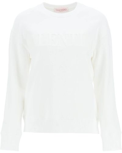 Valentino Sweatshirt With Laminated Embossed Logo - White
