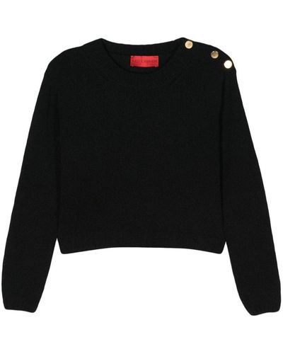 Wild Cashmere Silk Blend Sweater With Metal Buttons - Black