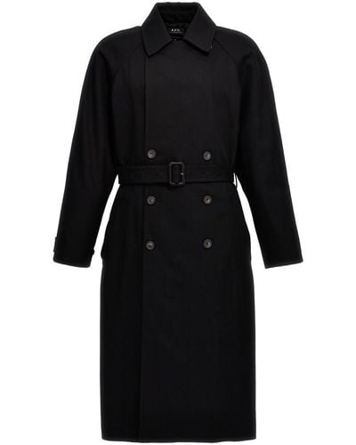 A.P.C. Lou Coats, Trench Coats - Black