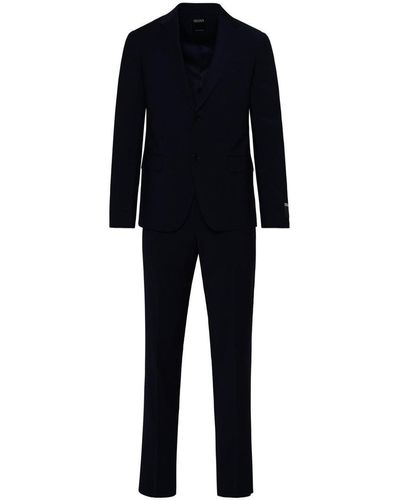 Zegna Drop 8 Suit In Blue Wool Blend