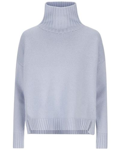 Max Mara Turtleneck Knitted Sweater - Blue