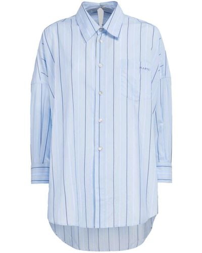 Marni Long-length Striped Cotton Shirt - Blue