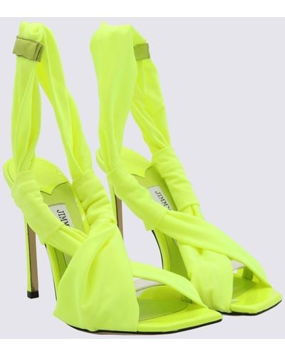 Jimmy Choo Neon Apple Leather Glossy Jersey Sandals - Green