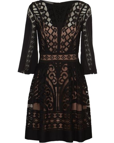 Alberta Ferretti Pattern Perforated Flare Dress - Black