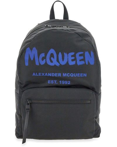 Alexander McQueen Metropolitan Graffiti Backpack - Blue
