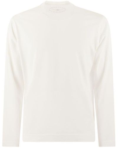 Fedeli Long-sleeved Cotton T-shirt - White