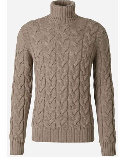 Gran Sasso Wool Braided Sweater - Brown