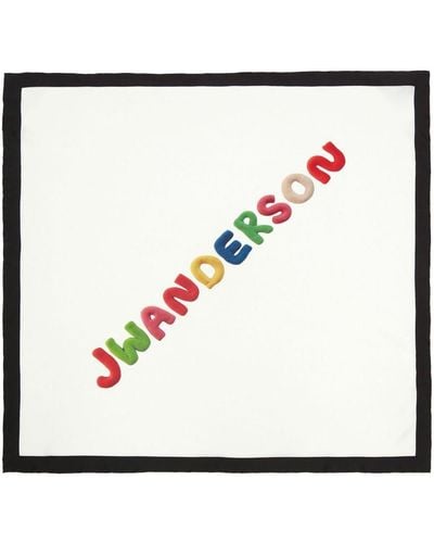 JW Anderson Logo-Print Silk Scarf - White