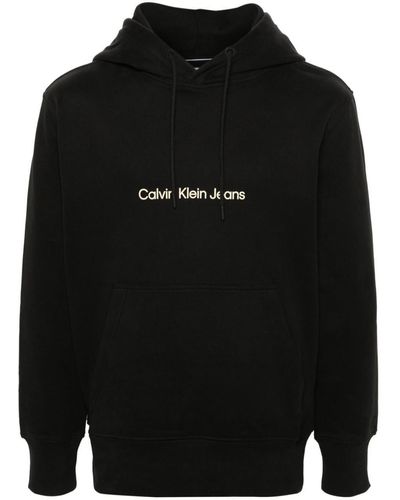 Calvin Klein Logo-print Cotton Hoodie - Black