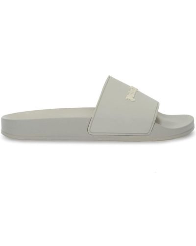 Palm Angels Slide Sandals With Embossed Logo - White
