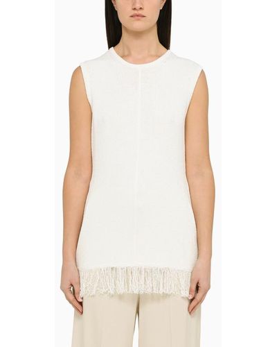 Loulou Studio Ivory Top With Fringes - White