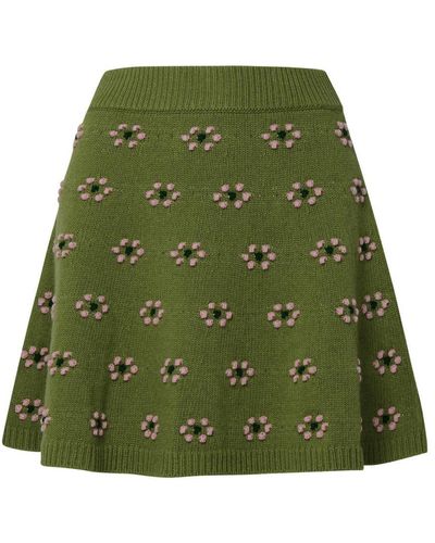 KENZO Green Wool Mini Skirt