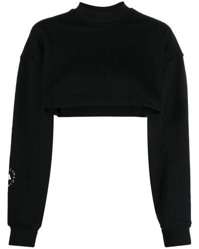 adidas By Stella McCartney Organic Cotton Cropped Sweatshirt - Black