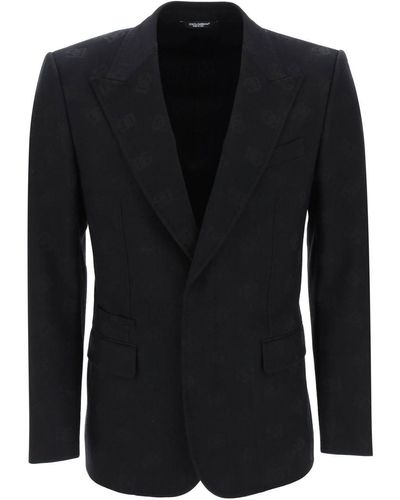 Dolce & Gabbana Sicilia Single Breasted Monogram Jacket - Black