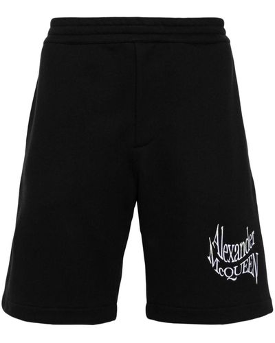 Alexander McQueen Shorts With Logo - Black