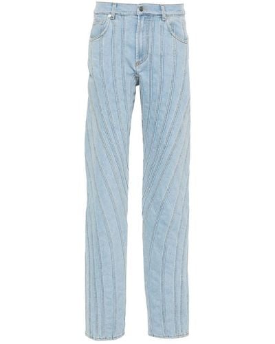 Mugler Jeans With Stitching Detail - Blue
