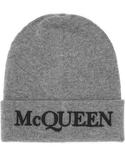 Alexander McQueen Knitted Beanie Hat - Grey