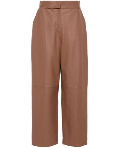 Fendi Leather Trousers - Brown