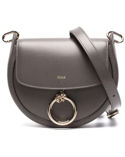 Chloé Arlène Large Leather Shoulder Bag - Grey