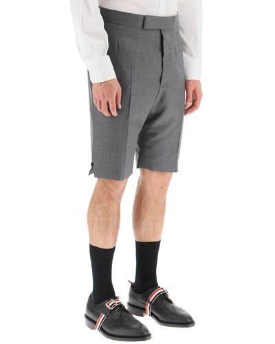 Thom Browne Super 120's Wool Shorts With Back Strap - Grey