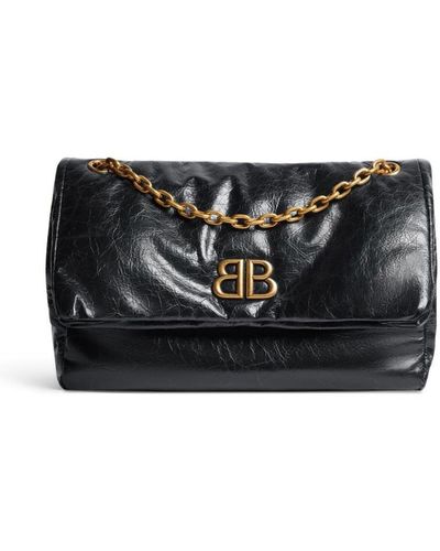 Balenciaga Medium Monaco Chain-Strap Shoulder Bag - Black