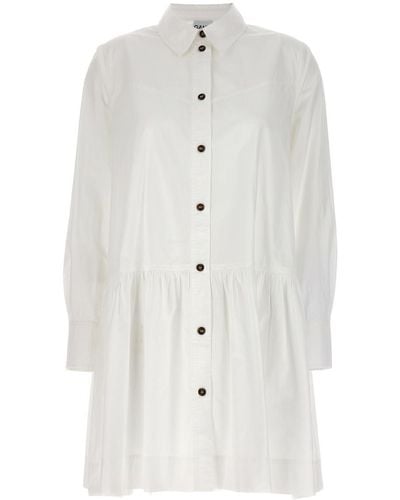 Ganni Flounce Chemisier Dress Dresses - White