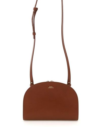 A.P.C. Demi-lune Leather Clucth - Brown