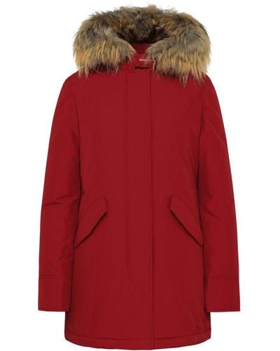 Woolrich Fur-trimmed Hooded Padded Coat - Red
