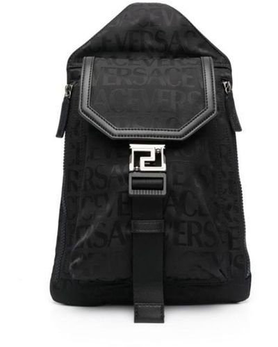 Versace Logo One-shoulder Backpack - Black